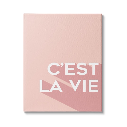 Stupell Industries C'est La Vie French Phrase Pink Pop Typography Canvas Wall Art